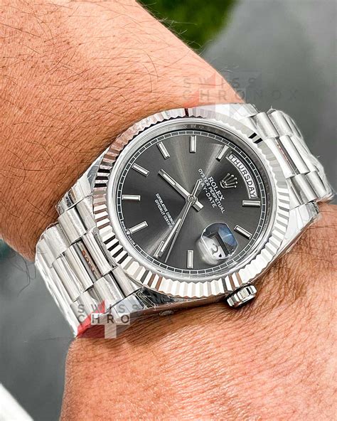 rolex day date 40 on strap|Rolex Day-Date 40mm price.